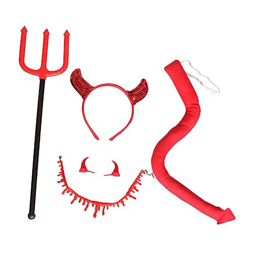 Milisten 1Satz Halloween Teufel Kostüm Mit Stirnband Haarklammern Teufelschwanz Und Teilig Für Gruselige Partys Und Cosplay Aktivitäten von Milisten