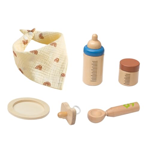 Milisten 1Satz Holz Flaschenfütterungsset Für Kleinkinder Pädagogisches Rollenspielspielzeug Sicheres Und Vielseitiges Fütterungsornament Motorik Und Sozialen von Milisten