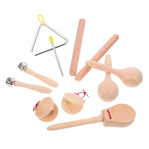 Milisten 1Satz Holz Musikinstrumente Für Kleinkinder Teiliges Schlagzeug Mit Triangel Kastagnetten Und Rhythmusstäben Für Jungen Und Ab Jahr von Milisten