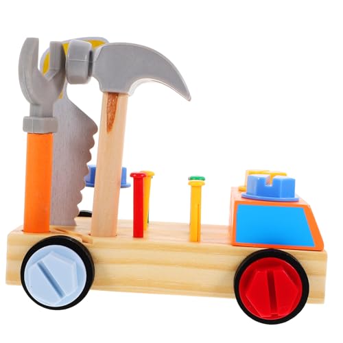 Milisten 1Satz Holz Werkzeugauto für Montessori Lernspielzeug mit Schraubendreher und Hammer für Kreative Reparatur Erfahrungen Tragbar und Sicher für Jungen und Ab von Milisten
