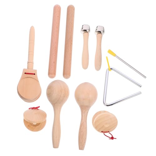 Milisten 1Satz Holzspielzeug Für Teiliges Musikinstrumenten Aus Holz Mit Maracas Rhythmus Stick Und Triangel Für Musikalische Frühförderung Und Eltern Junge Mädchen Interaktion von Milisten
