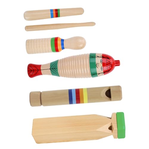 Milisten 1Satz Kindermusikinstrumente Teiliges Holzspielzeug Für Kleinkinder Zugpfeife Fisch Frosch Schaber Und Holzpfeife Fördert Musikalische Früherziehung Und Kreatives von Milisten