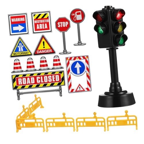 Milisten 1Satz Mini Verkehrszeichen Kegeln Lernspielzeug Für Straßensignale Aufkleber Große Lampen Für Bildung von Milisten