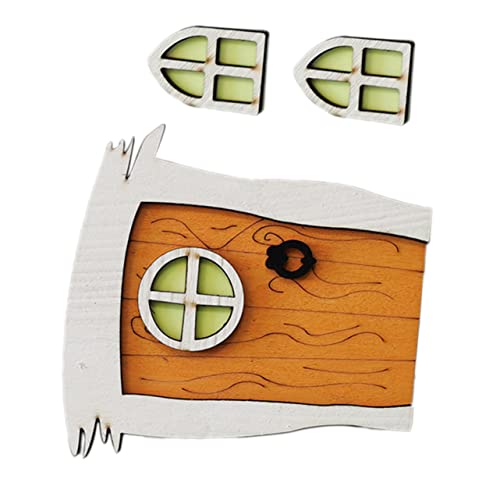 Milisten 1Satz Miniature Holzfeentür Dekoration Für Garten Und Puppenhaus Kreative Märchenfenster Für Langlebig Und Für Feenliebhaber von Milisten