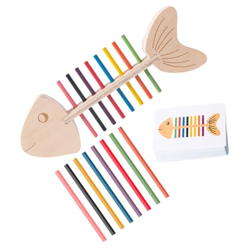 Milisten 1Satz Montessori Für Kleinkinder Farbige Sortierung Mit Fischknochen Design Feinmotorikspielzeug Mit Doppelseitigen Karten Und Holzstäben Lernspielzeug Für Frühe Bildung von Milisten
