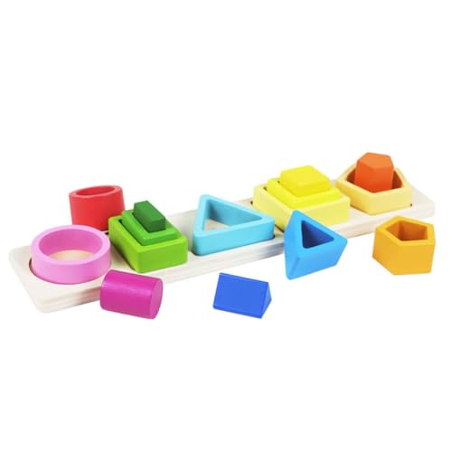 Milisten 1Satz Montessori Geometrisches Sortierspielzeug aus Holz für Kleinkinder Stapelturm mit Fördert Feinmotorik Zählen und Mustererkennung Geschenkidee von Milisten