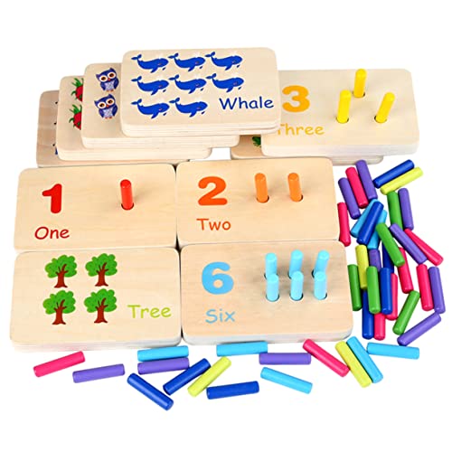 Milisten 1Satz Montessori Sinnesspielzeug aus Holz für Zahlensteckspiel Konzentration und Farbkognition Langlebig für Frühkindliche Bildung von Milisten