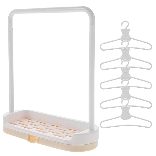 Milisten 1Satz Puppenkleiderbügel Set mit Rack für Puppen Langlebig und Stabil Geeignet für Babyhosen und Puppenzubehör Accessoire für Puppenhäuser von Milisten