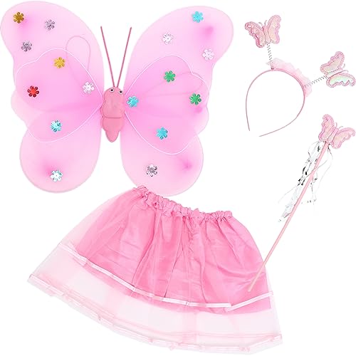 Milisten 1Satz Schmetterlingskostüm für Teiliges mit Schmetterlingsflügeln Stirnband Rock und Zauberstab für Karneval Halloween und Bühnenauftritte Farbdesign von Milisten