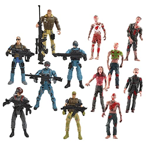 Milisten Soldaten Modelle 12 Stück Flexible Actionfiguren Spielzeug für Kinder Simulationsspielzeug mit Zombies für Interaktives Spielen von Milisten