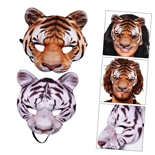 Milisten 1Satz Tiger Maske Halloween Tiger Gesicht Maske Für Karneval Kostümparty Und Cosplay Weiß Gelb Tiermaske Für Erwachsene von Milisten