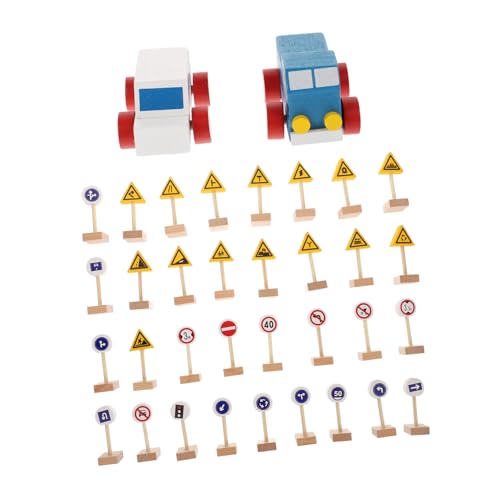 Milisten 1Satz Umweltfreundliches Verkehrszeichen Spielzeugset aus Holz Kognitive Lernspiele für Verkehrssicherheit und Frühkindlichen Bildung Teiliges Bunter von Milisten