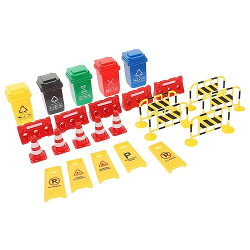 Milisten 1Satz Verkehrszeichen Spielset Für Teiliges Mit Roten Kegeln Gelben Barrieren Und Form Warnschildern Fördert Fantasievolles Und Verkehrssicherheit Im Rollenspiel von Milisten