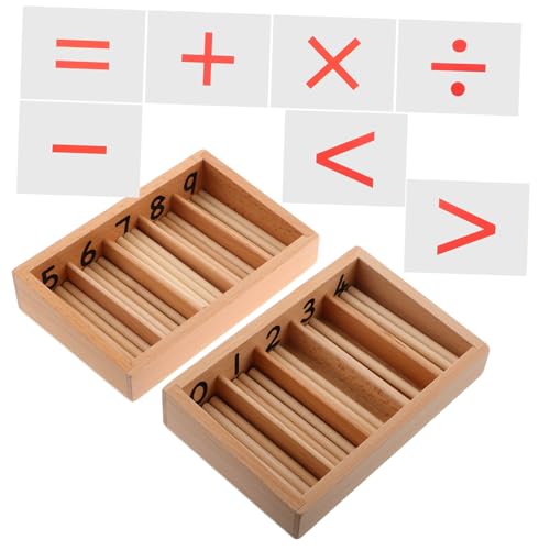 Milisten 1Set-Box Hilfsmittel für den Matheunterricht Kleinkindspielzeug Mathe- Vorschulspielzeug Kindergartenmathematikspielzeug Montessori Math Balance Holz Khaki von Milisten