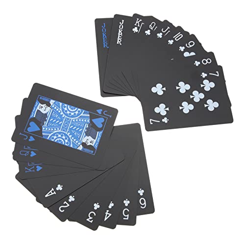 Milisten 2 Boxen wasserdichte Pokerkarten Schwarze Spielkarten für Familien und Partyspiele Robuste Biegfreie und Handliche Spielkarten mit Klassischem Design für Zuhause und Unterwegs von Milisten