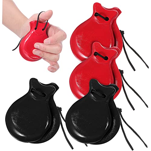 Milisten 2 Paare Holz Kastagnetten für Leichte Finger Castanets mit Klarem Ergonomisch Glatte Oberfläche Rhythmisches Percussion Musikinstrument Geeignet für Musikalische Früherziehung von Milisten