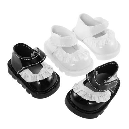 Milisten 2 Paare Miniatur Puppenschuhe mit Blumen-Spitze Doll Schuhe Vielseitige Mini Szene Requisiten Mädchen Schuh Zubehör Puppenhaus Dekoration von Milisten