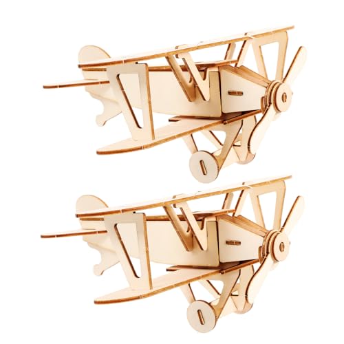 Milisten 2 Sätze Holzflugzeug Puzzle Bausatz DIY Modell Bausatz Holzpuzzle Flugzeug Dekoration Leicht Langlebig für Zimmer Büro Wohnzimmer von Milisten