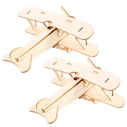 Milisten 2 Sätze Holzflugzeug Puzzle Modell Bausatz aus Holz Langlebig und Dekorativ Pädagogisches DIY für und Lernspielzeug für Jungen und Mädchen von Milisten