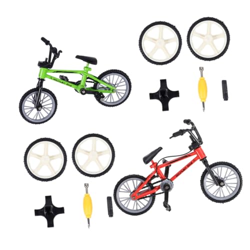 Milisten 2 Sätze Mini Finger Bike aus Aluminiumlegierung Tisch Wettkampfspiel für Pädagogisches Fingerfahrrad Modell Handliches Desktop Grün und Rot von Milisten