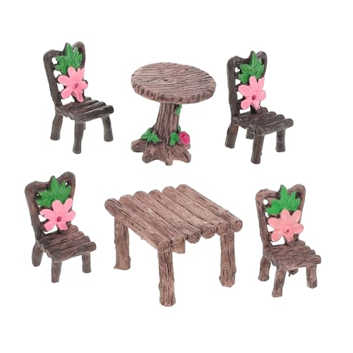 Milisten 2 Sätze Miniatur Gartenmöbel Set Resin Tisch und Stühle für Puppenhaus Miniaturmöbel Micro Landschaft Dekoration Zubehör für Outdoor und Basteln von Milisten