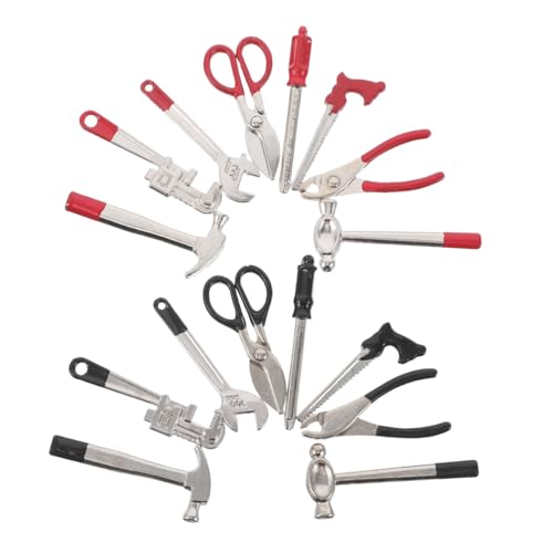 Milisten 2 Sätze Miniatur Werkzeug Set mit Hammer Schraubenzieher Zange Schraubenschlüssel Realistisches Puppenhaus Reparatur Werkzeug für DIY Basteln und Mikro Landschaft Dekoration von Milisten