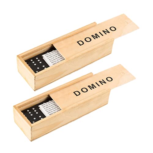 Milisten 2 Sätze Schwarze Holz Domino Steine mit Aufbewahrungsbox Sichere Holzbausteine Förderndes Lernspielzeug für Kreativität und Klassisches Brettspiel von Milisten