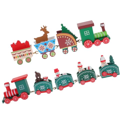 Milisten 2 Sätze Weihnachtlicher Holz Zug Teilig Farbige Miniatur Eisenbahn Deko Langlebiges und Festliche Tischdekoration für Weihnachtsfeier und Heimdekoration von Milisten