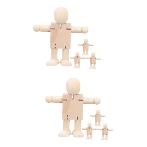 Milisten 2 Sätze Weißer Embryo Roboter Aus Holz Einfacher Embryo Graffiti Pädagogisches Kinderspielzeug Deformation DIY Holzmann 4 Teilig Kits Jungen Roboter Coole 4 Stücke * 2 von Milisten
