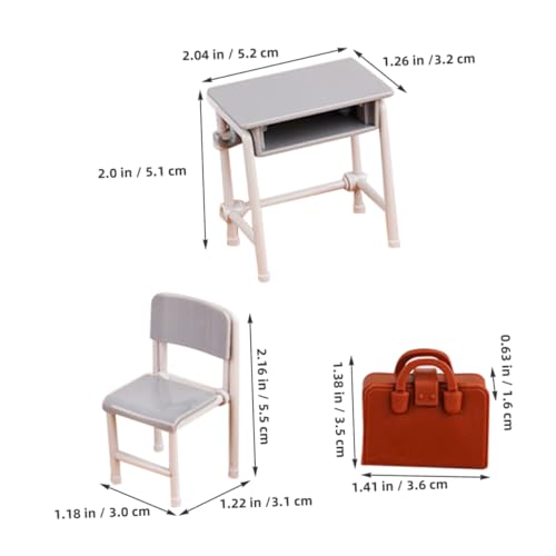 Milisten 2 Satz Miniatur Klassenzimmer Möbel Set mit Schreibtischen Stühlen und Mini Rucksäcken Realistische Puppenhaus Dekoration Detailgetreue Schul und Büroausstattung Geeignet für von Milisten