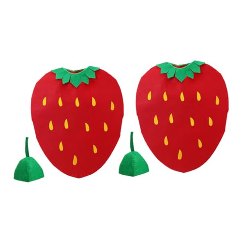 Milisten 2 Sets Erdbeere Sitzend Kleinkind Halloween Kostüme Jungen Erdbeerkostüm Ärmellos Mädchen Obstkostüm Obstkostüme Für Obst Performance Kostüm Vliesstoff von Milisten