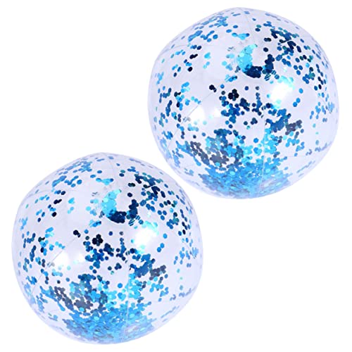 Milisten 2 Stück 16 Blitzballspielzeug Strand funkeln Glitzerkugeln Glitzerball fangen für kinderspielzeug kinderknallzeug glitzernder Wasserball aufblasbarer Ball Blue von Milisten