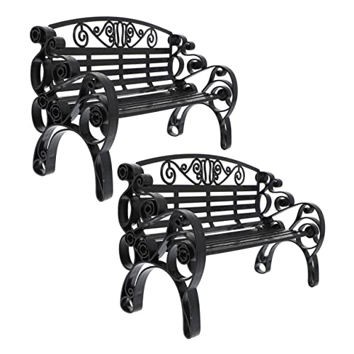 Milisten 2 Stück Bank Modell Schwarze für Puppenhaus Deko für DIY Bastelarbeiten und Gartenlandschaften Realistische Möbel Accessoires von Milisten