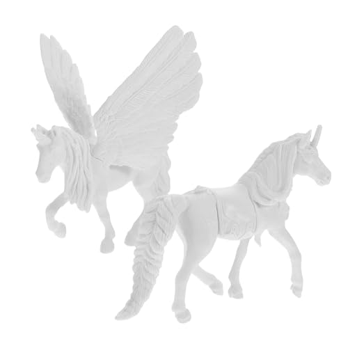 Milisten 2 Stück Bemalte Tiermodelle Bastelfiguren Pferdefiguren Für Einhorn Förmiges DIY Malen Sie Ihr Eigenes Einhorn DIY Einhorn Malerei Einhorn DIY DIY Zubehör Weißer von Milisten