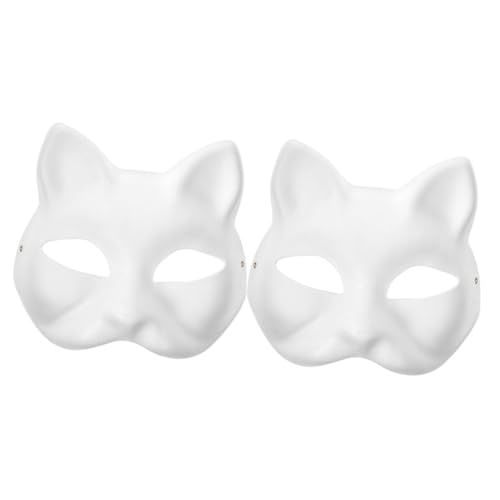 Milisten 2 Stück Diy Katzenmaske aus Weißem Papier Unbemalt Handpainted Maske für Kreative Bastelmaske für Karneval Maskerade Halloween und Mehr von Milisten