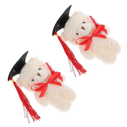 Milisten 2 Stück Dr. Bärenpuppe Kuscheltier Abschlussbärenklasse Abschluss Vorhanden Ausgestopfte Bären Mini Gefüllt Bär Gefüllt Kinderspielzeug Tierisches Gymnasium Plüsch Beige von Milisten