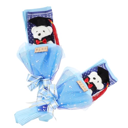 Milisten 2 Stück Dr. Bärenstrauß für Absolventen Bärenstrauß Abschluss Bär Bär tragen ausgestopft abschlussgeschenk bläulich Abschlussbouquet Abschlussblumenstrauß Schaum Blue von Milisten