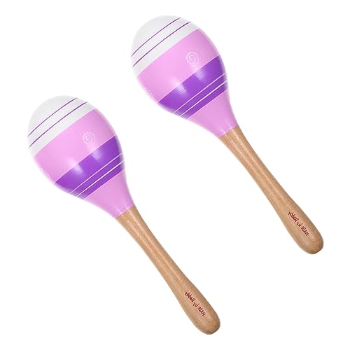 Milisten 2 Stück Gestreifte Cartoon-Maracas Sandspielzeug Instrumentenspielzeug Für Pädagogisches -Instrument- Maracas Für Babys Musikinstrument Violett Holz von Milisten