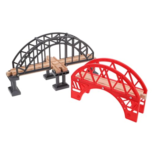 Milisten 2 Stück Gleiszubehör Eisenbahnbrücke Bahnbrückenpiergleis Brückenpfeiler der Eisenbahn Brücke kleines Brückenmodell Brückenpfeiler aus Kunststoff Plastik rot von Milisten