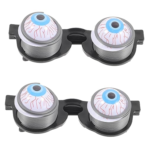 Milisten 2 Stück Gruselige Wackelaugenbrille mit Federspiraldesign Lustige Prankbrille für Halloween Cosplay Partydekoration und Kinderstreiche von Milisten