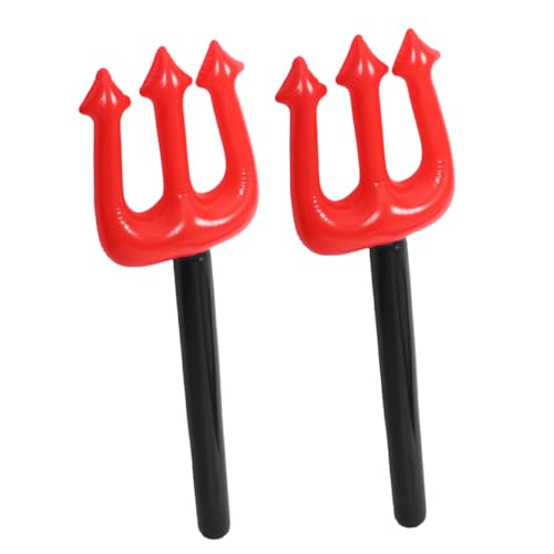 Milisten 2 Stück Halloween Aufblasbare PVC Teufelsgabeln Teufel Kostüm Requisiten für Cosplay und Halloween Party Zubehör Rot Langlebig von Milisten