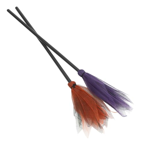 Milisten 2 Stück Halloween Hexenbesen Teilig Abnehmbarer Griff für Cosplay und Maskerade Langlebiges Kostümzubehör und Orange für Unvergessliche Halloween Partys von Milisten