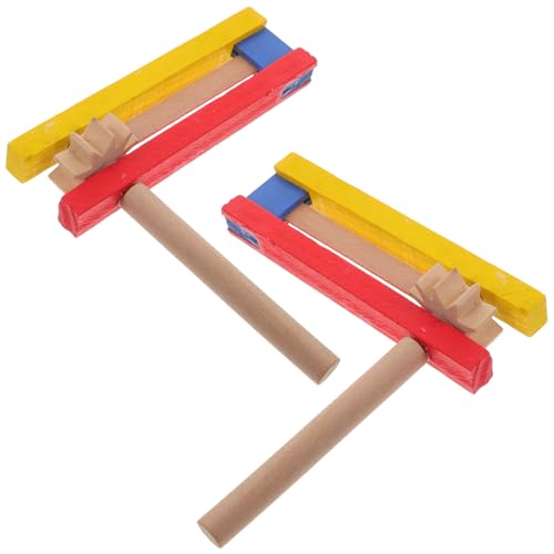 Milisten Holzkastagnette mit Langem Griff 2 Stück für Kinder Percussion Instrument für Lehrzwecke und Musikaktivitäten von Milisten