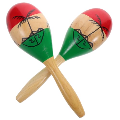 Milisten 2 Stück Holz-Maraca Holzmaracas Rasseln Langlebiges Kinderinstrumente Lernspielzeug Kindermusikinstrument Marakas für Mädchen Sand von Milisten