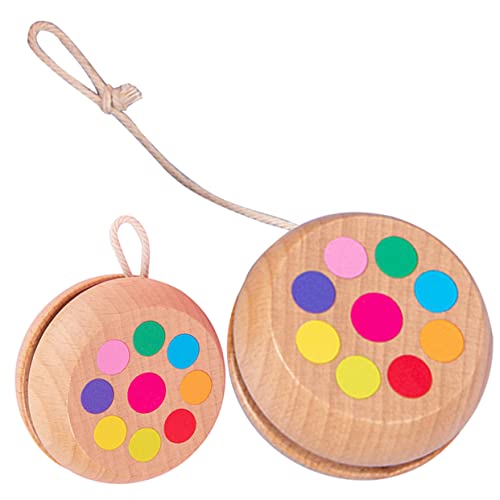 Milisten 2 Stück Holz Yo Yo Lernspielzeug für Runde Holzstring Bälle Perfektes Fingerspielzeug für Kleine Hände für Drinnen und Draußen von Milisten