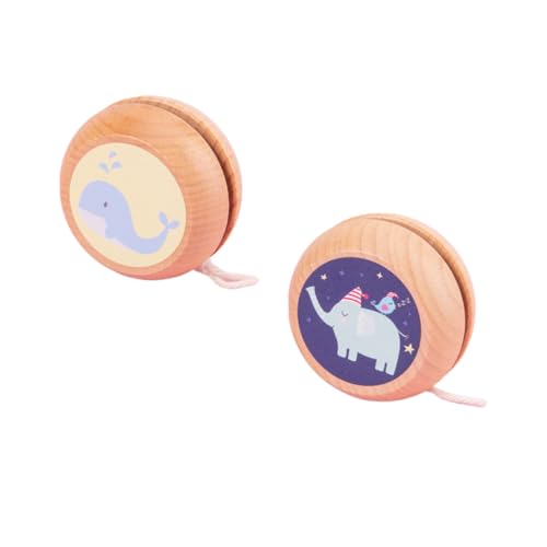 Milisten 2 Stück Holz mit Niedlichem Cartoon Wal und Elefant Design Yoyo Ball für Fördert Farberkennung und Handgelenkstraining von Milisten