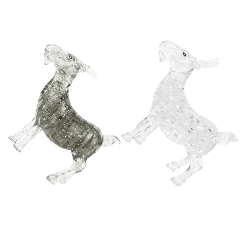 Milisten 2 Stück Kleine Ziegenfigur Puzzle mit Glatter Oberfläche und Feiner Handwerkskunst Kristallähnliche Tierstatue als Moderne Tischdekoration für Wohnzimmer und Büro von Milisten