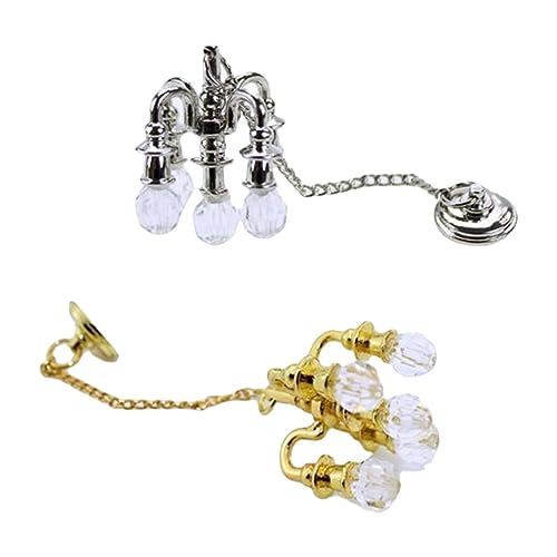 Milisten 2 Stück Kristall-Kronleuchter Funkeln die einweihungsparty für deckenleuchten Kinderspielzeug Miniaturen Lampe Simulationslichtspielzeug Zinklegierung von Milisten