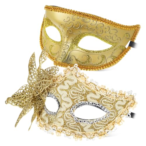 Milisten 2 Stück Maskerade Masken für Vintage Kostüm Masken für Ball Party Karneval Wiederverwendbar und Elegant Verschiedene Designs für von Milisten