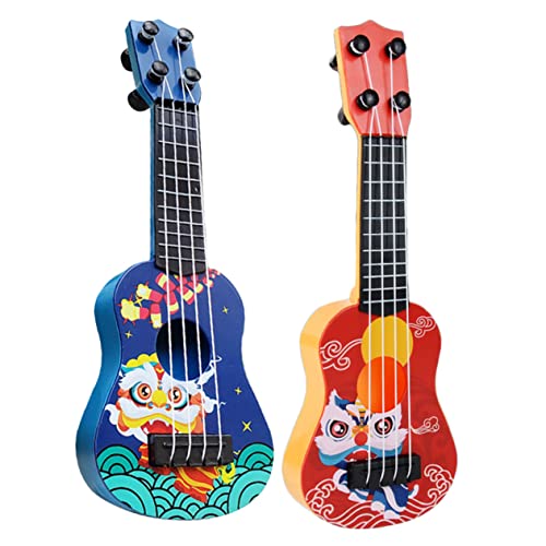 Milisten 2 Stück Mini Gitarre für Lernspielzeug Ukulele für Kleinkinder Rot und Blau für Musikalisches Lernen und Kreative von Milisten
